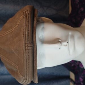 Stetson 100% Rich Brown Leather Gatsby/Newsboy Fitted Cap In Size S/M NWT